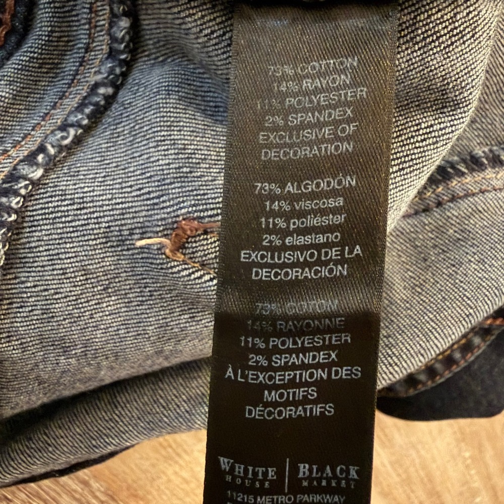 White House Black Market Straight Leg Crop Jeans Dark Wash Size 12 Stretch Denim - Picture 7 of 11